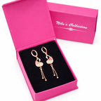 Gift Rose Gold Plated Earring Set With American Diamond For Women And Girls