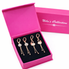 Gift Rose Gold Plated Drop Earrings Set With American Diamond For Women And Girls