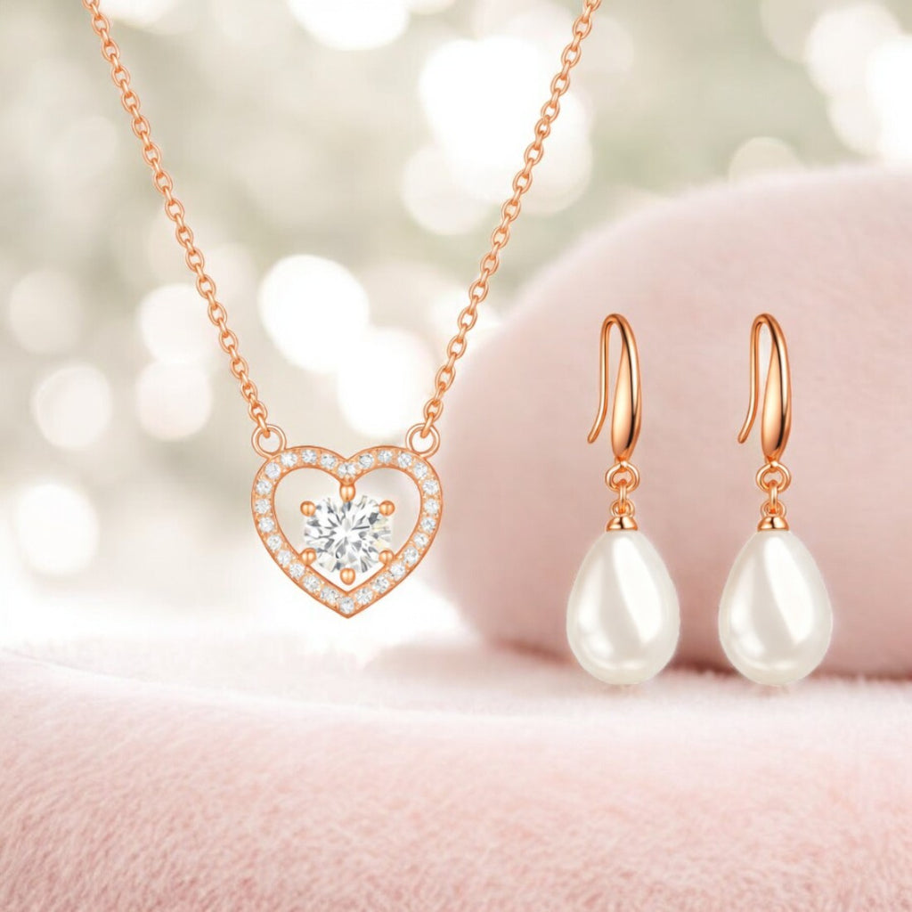Sparkle Duo Value Set| Rose Gold Plated Stud Earring Set For Women And Girls