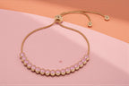 Trendy Tennis Adjustable Bracelet With American Diamond For Women & Girls | Anti- Tarnish | Anti- Allergy |Daily Wear ( Light Pink )