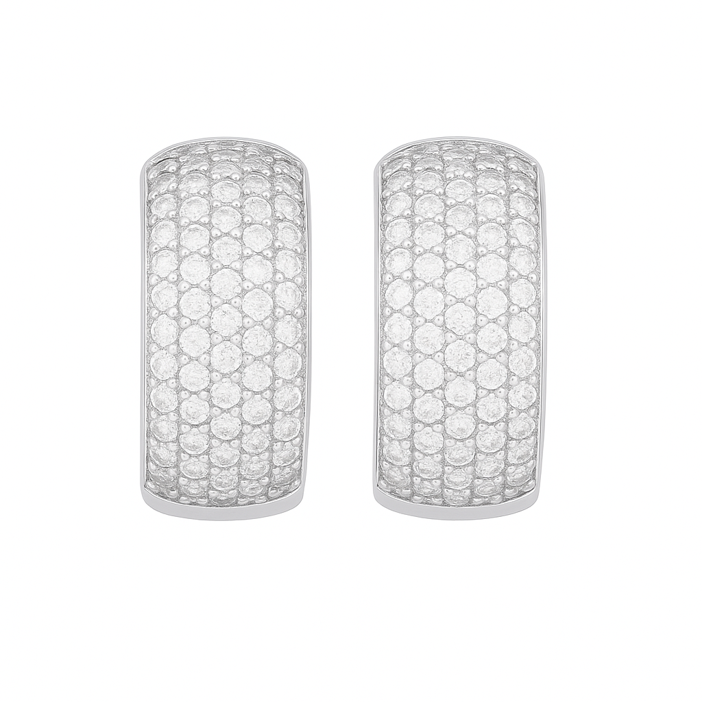 Silver Plated Hoop Earrings With American Diamond For Women And Girls | Office Wear | Gift For Her | Anti-Tarnish | Anti-Allergy