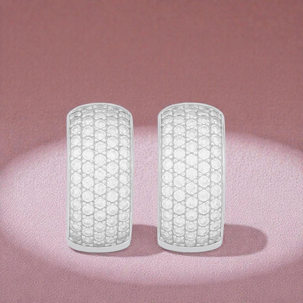 Silver Plated Hoop Earrings With American Diamond For Women And Girls | Office Wear | Gift For Her | Anti-Tarnish | Anti-Allergy