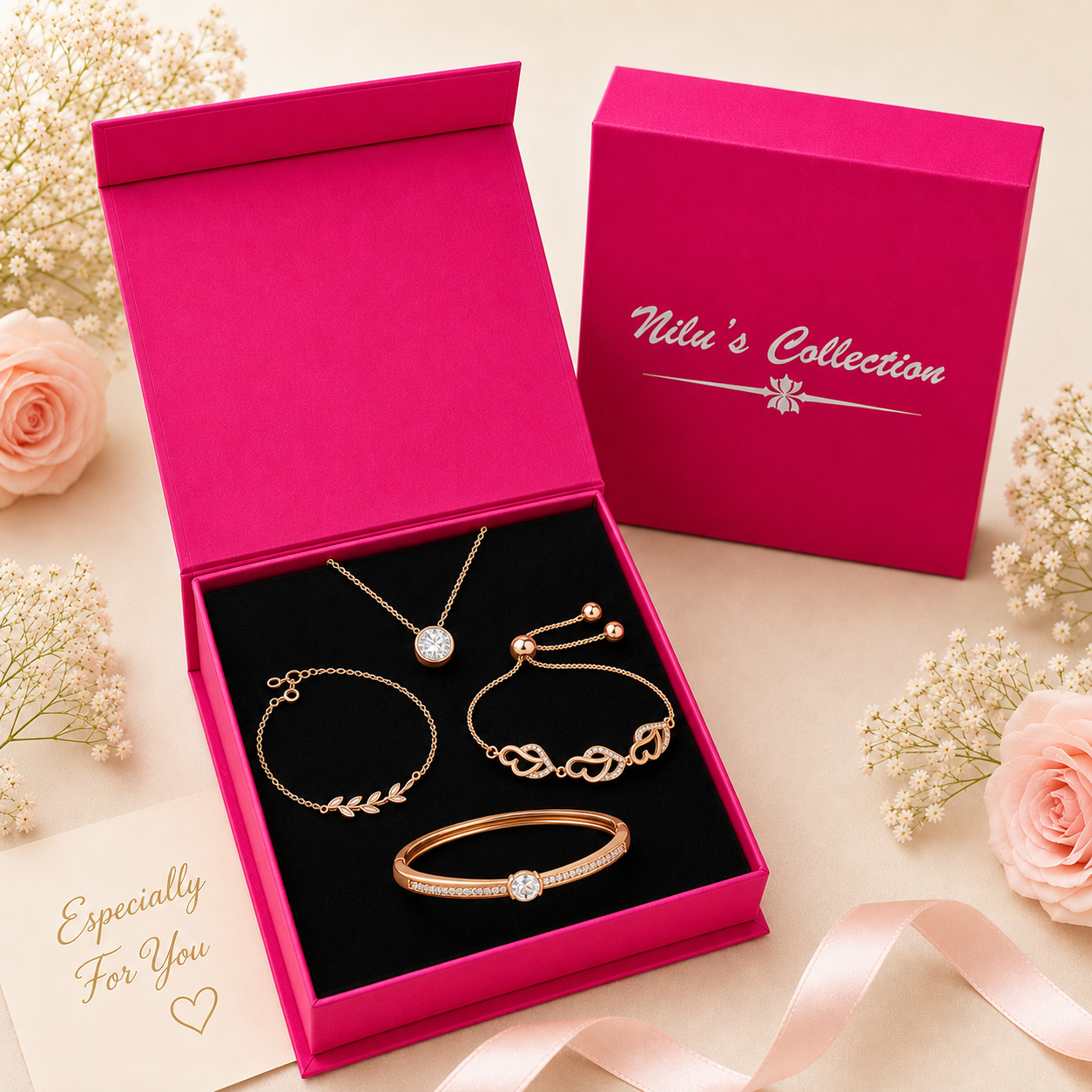 Chic Rose Gold Layered Jewellery Set