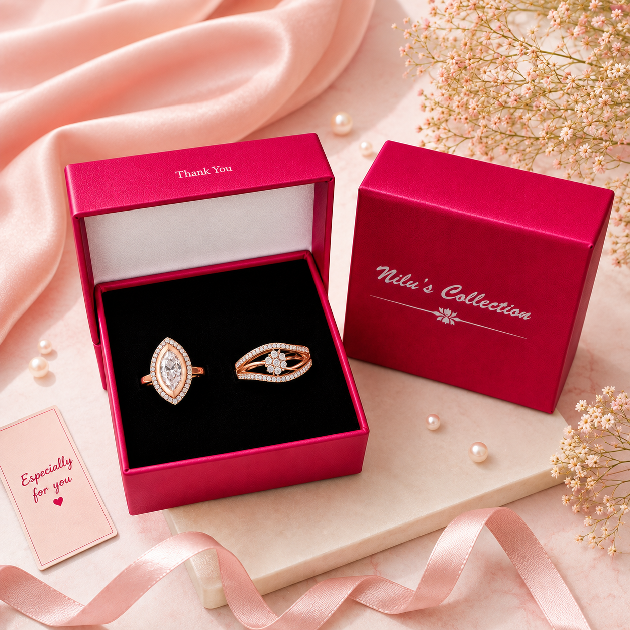 Ring Stacks Value Set | Rose Gold Adjustable Ring With American Diamond for Women & Girls