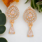 18k Rose Gold Plate stud Earrings for Women and Girls (Drop design)