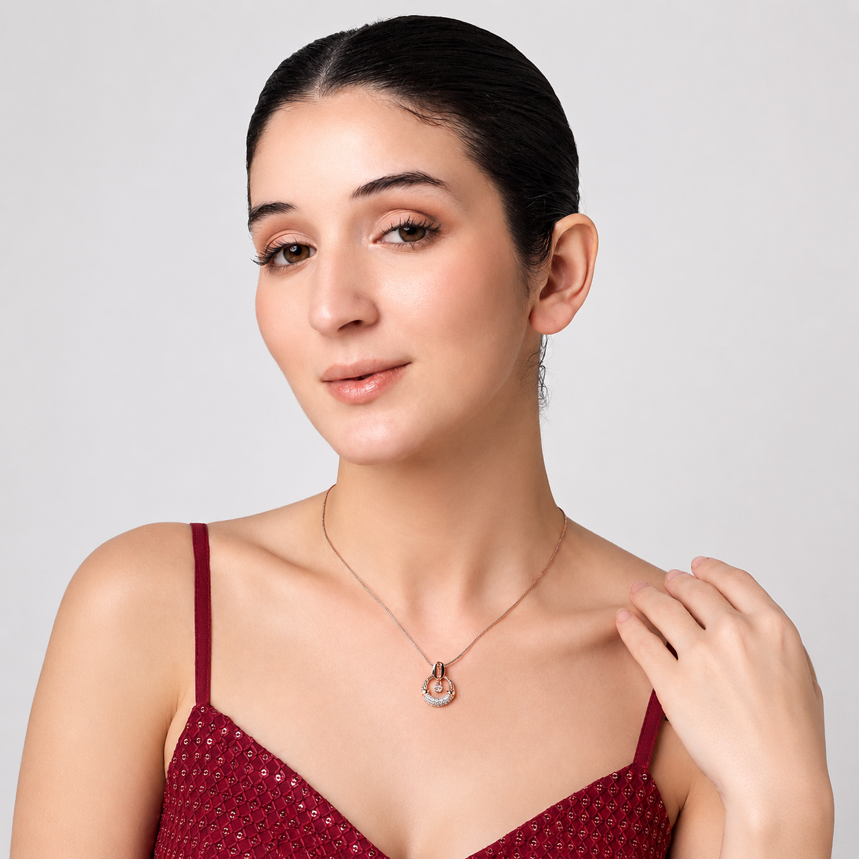Rose Gold Drop Pendant Necklace for Women