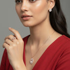 Gift Rose Gold Plated Necklace Set With Ring| Valentine Gift
