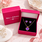 Rose Gold Heart Purple Jewellery Set For Women