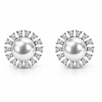Silver Plated Pearl Stud Earrings