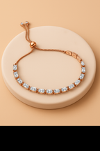 Gift Elegant Rose Gold Jewelry for Women – Necklace, Earrings & Bracelet with Sparkling AD Stones, Perfect Gift for Weddings,Functions & Anniversaries
