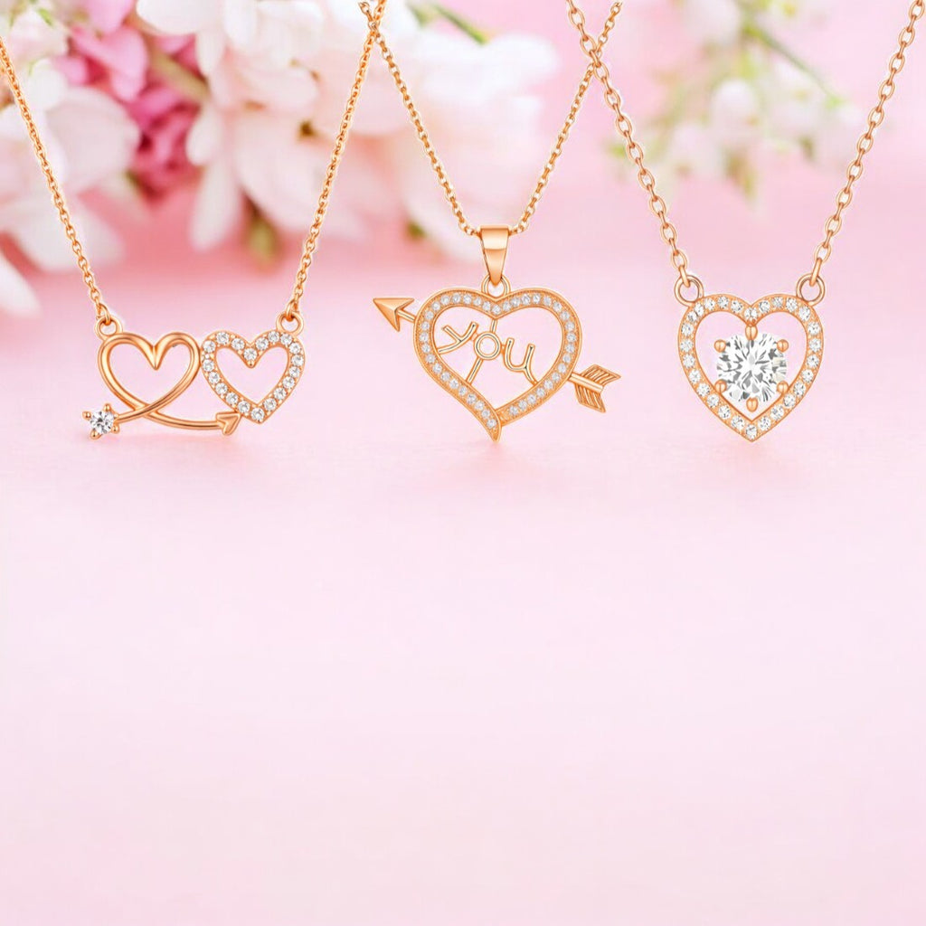 Power Play Pendants| Rose Gold Plated Value Set Pendants For Women And Girls