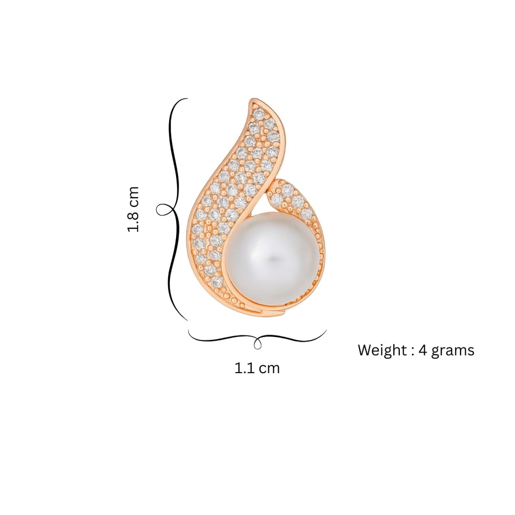 Nilu's Collection Rose Gold Plated Pearl Stud Earrings with Sparkling AD Stones Earrings for Women & Girls | Perfect for Gifting | Anti-Tarnish