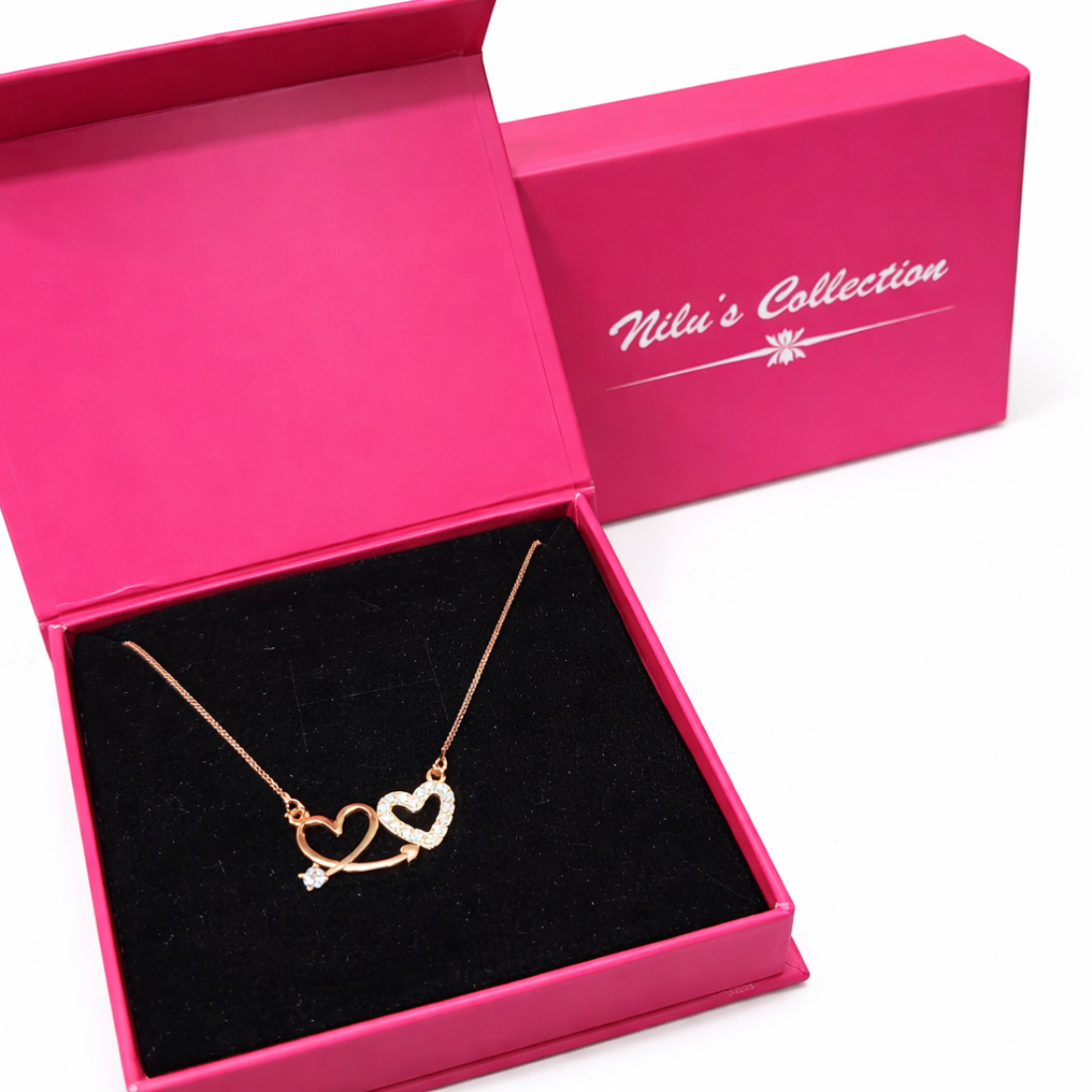Gift Rose Gold Plated Heart Shape Pendant With Adjustable Finger Ring For Women And Girls