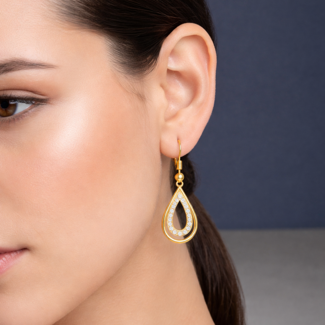 NIlu's Collection Gold Plated Drop Earrings With American Diamond For Women And Girls