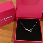 Gift Silver Plated infinity Necklace with Bracelet With American Diamond For Girls And Women