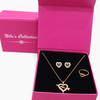 Gift Rose Gold Plated Pendant With Earrings And Adjustable Ring For Women And Girls