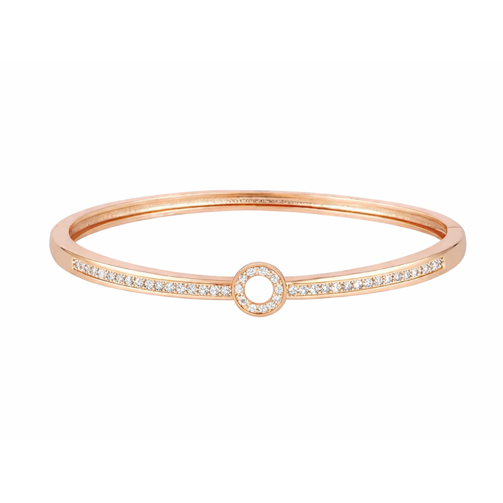 Rose Gold kada  with Sparkling Round Motif with  Sleek & Stylish for women & girls  |Office Wear |  Minimalist Appeal