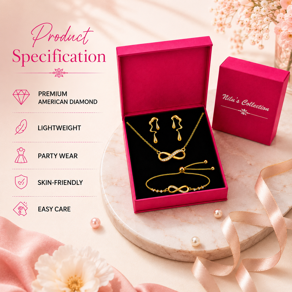 Infinity Love Jewellery Value Set for Girls|Anti Allergy| Anti Tarnish| Valentine Gift