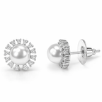 Silver Plated Pearl Stud Earrings