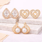 Weekly Rotation Studs| Rose Gold Plated Stud Earrings With AD Stone| Value Set For Women And Girls