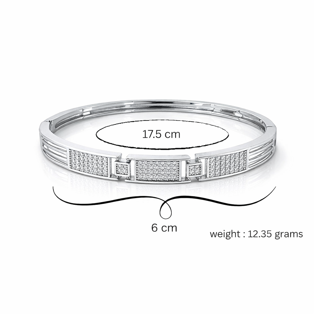 Silver Plated Kada Bracelet with American Diamond for Women And Girls | Anti-Tarnish | Everyday Wear | Office Wear | Anti-Allergy (Kada Size 2-2,2-8)