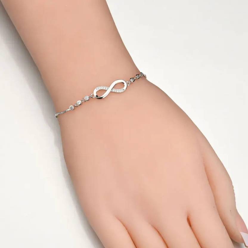 Infitnity Love Silver Plated Adjustable Charm Bracelet for Women and Girls