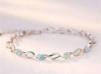 Silver Plated Blue AD Twisted Link Bracelet