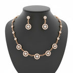 Rose Gold Plated Round Necklace Set For Women