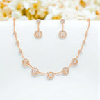 Rose Gold Plated Round Necklace Set For Women