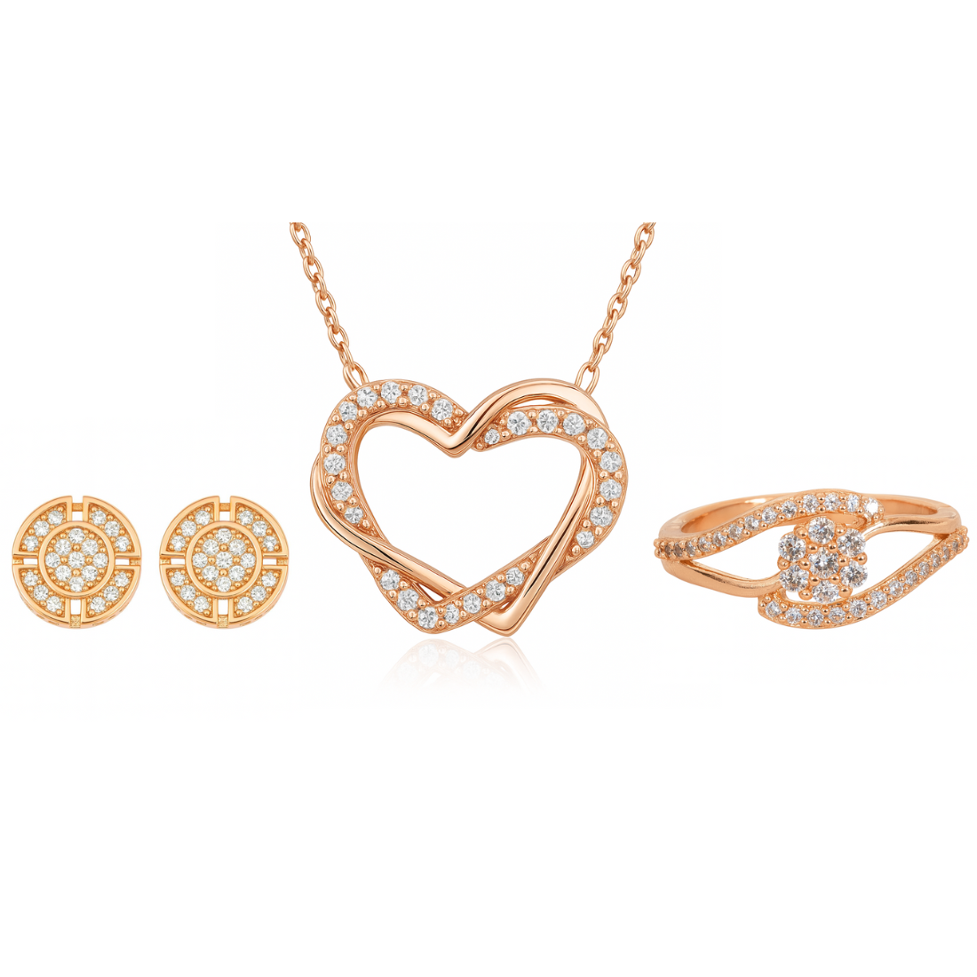 Harmony Hues Value Set| Rose Gold Jewellery Set  Elegant Necklace, Earrings & Ring for Women & Girls