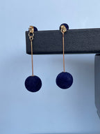 Blue Velvet Plush Ball Korean Style Earrings
