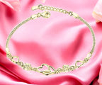 Double Heart Shape Gold Plated CZ Crystal Bracelet, Gift for Loved One, Valentine's Day Gift
