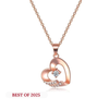 Rose Gold Heart Pendant | Love Pendant for Women | Dainty rose gold heart necklace for gifts