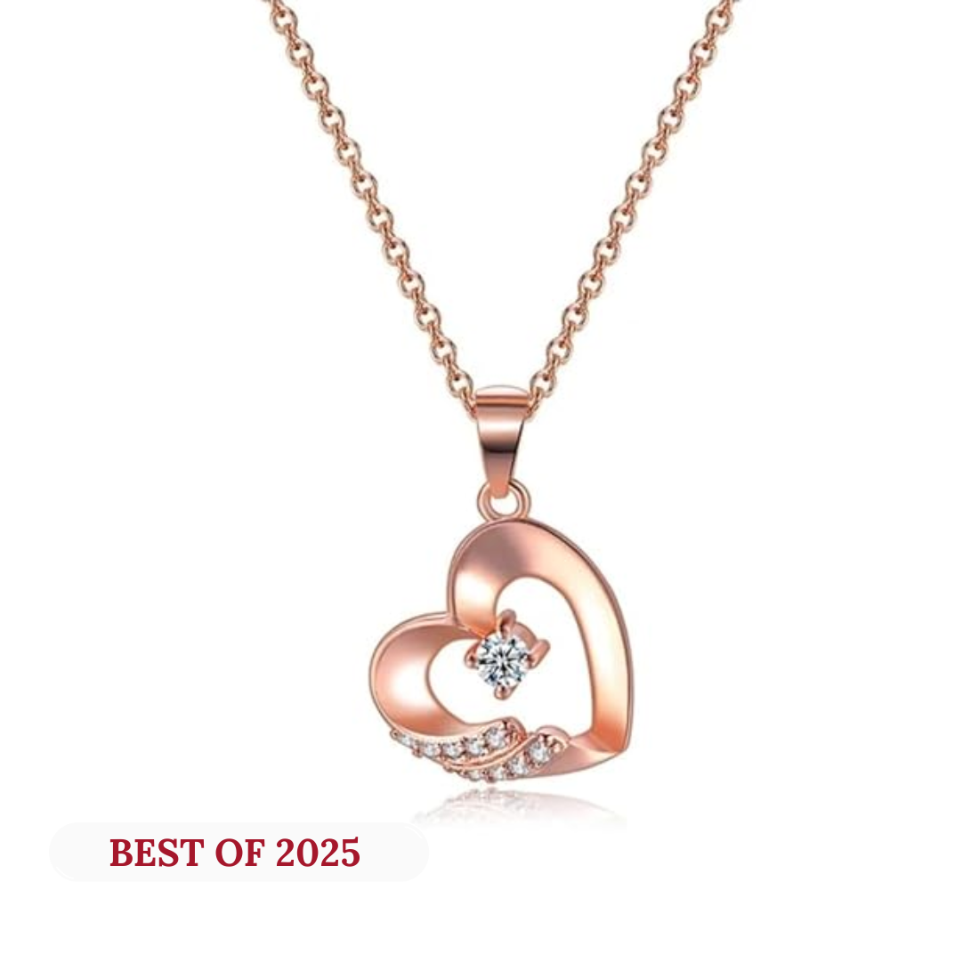 Rose Gold Heart Pendant | Love Pendant for Women | Dainty rose gold heart necklace for gifts