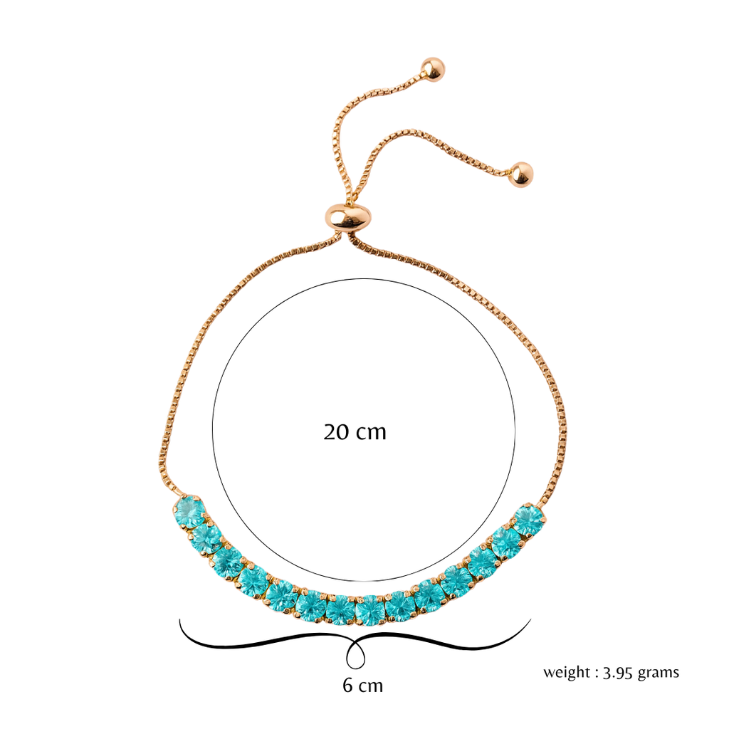 Trendy Tennis Adjustable Bracelet With American Diamond For Women & Girls | Anti- Tarnish | Anti- Allergy |Daily Wear (Ocean Blue)