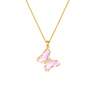 Nilu's Collection Gold Plated Pink Chrystal Butterfly Pendant For Women And Girls