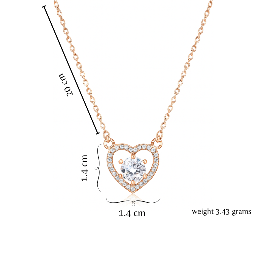 Nilu's Collection Rose Gold Plated Heart Pendant Necklace with American Diamond For Women and Girls