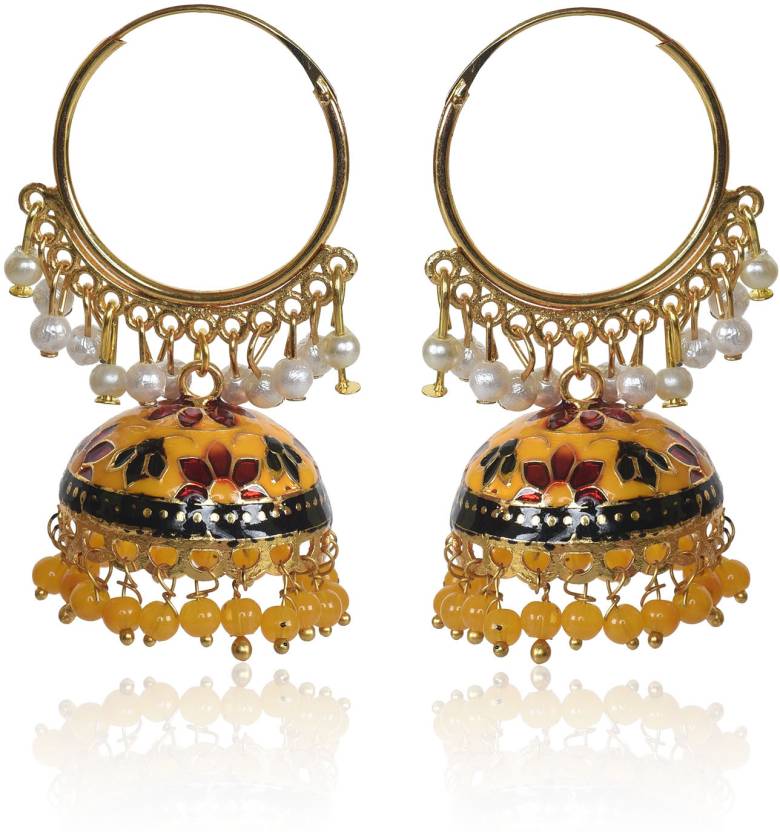 Gold Plated Chandbali Kan Ka Jhumka with Pearl Beads for Women