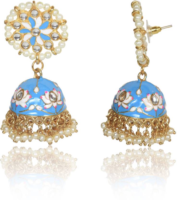 Handcrafted with Pearl Meenakari Jhumka