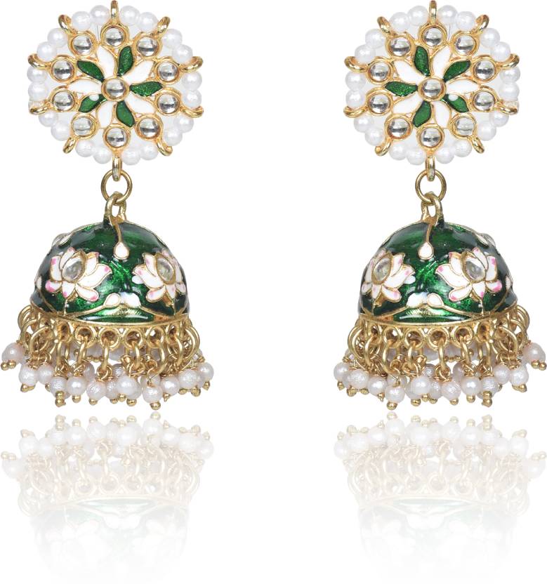 Handcrafted with Pearl Meenakari Jhumka | Wedding Jewellery