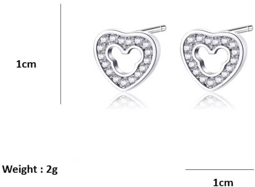 Silver Plated Sparkling Heart Studs