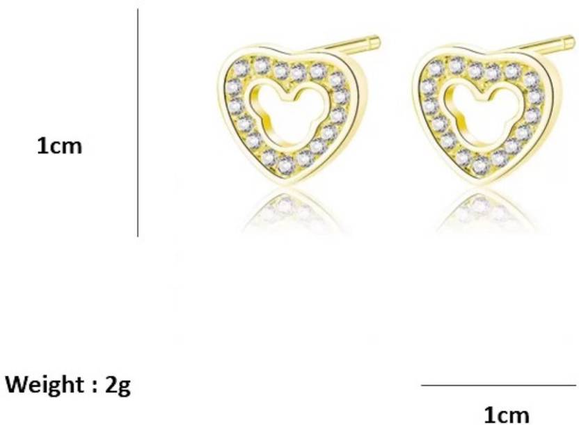 Gold Plated Sparkling Heart Studs