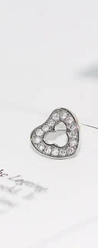 Silver Plated Sparkling Heart Studs