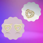 Gold Plated Sparkling Heart Studs