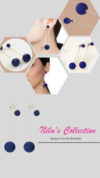 Blue Velvet Plush Ball Korean Style Earrings