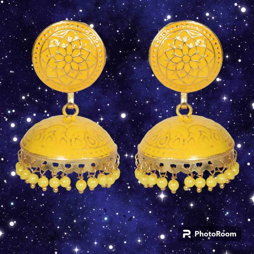Handmade Ethnic Yellow Brass Earrings