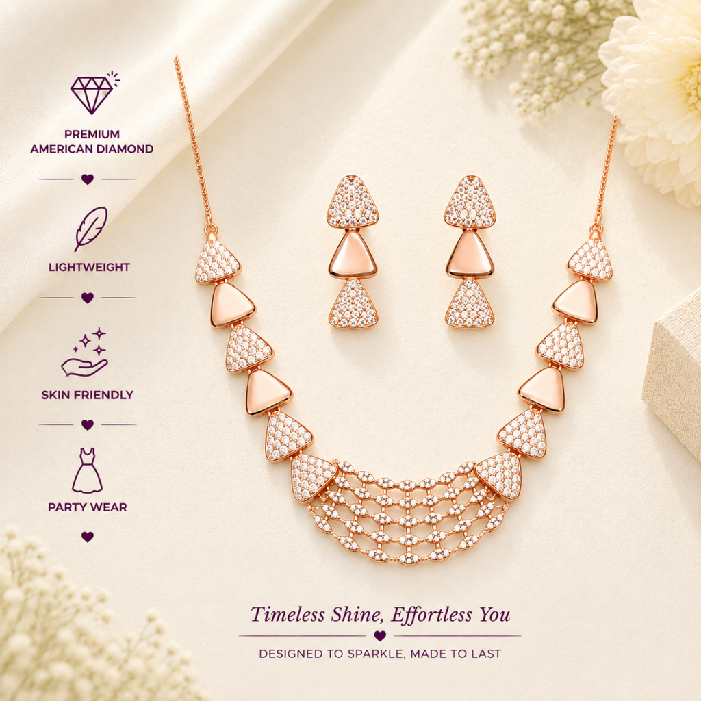 Rose Gold Jewellery Set For Women