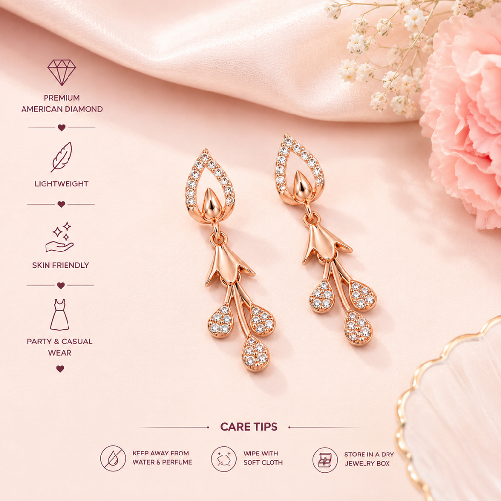 Rose Gold Drop Earrings for Women