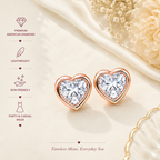 Rose Gold Heart Stud Earrings