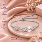 Silver Heart Link Adjustable Bracelet